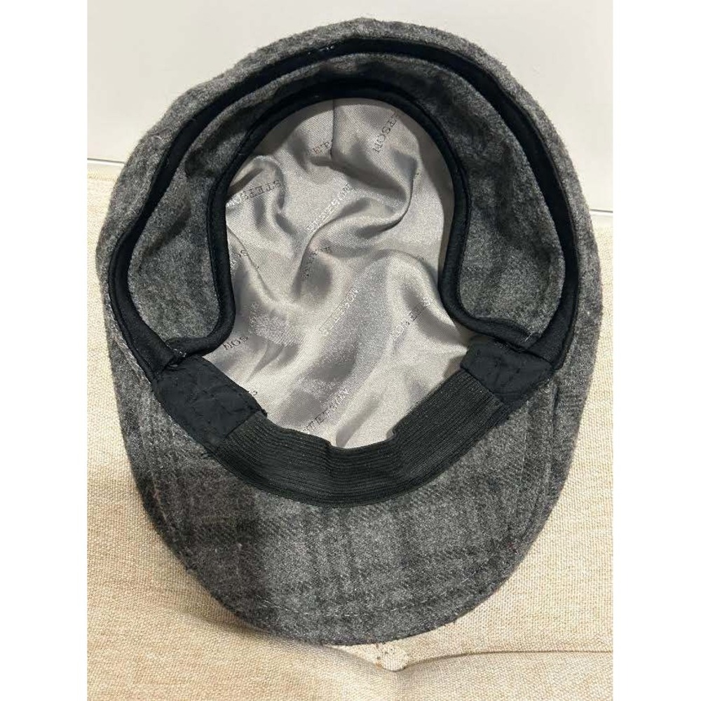 Stetson All American Gray Plaid Wool Blend Driving Cap w Ear Flaps L/XL Newsboy - Picture 5 of 9